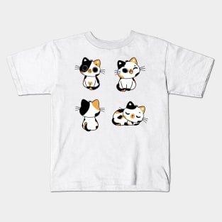 Funny Cute Calico cats Kids T-Shirt